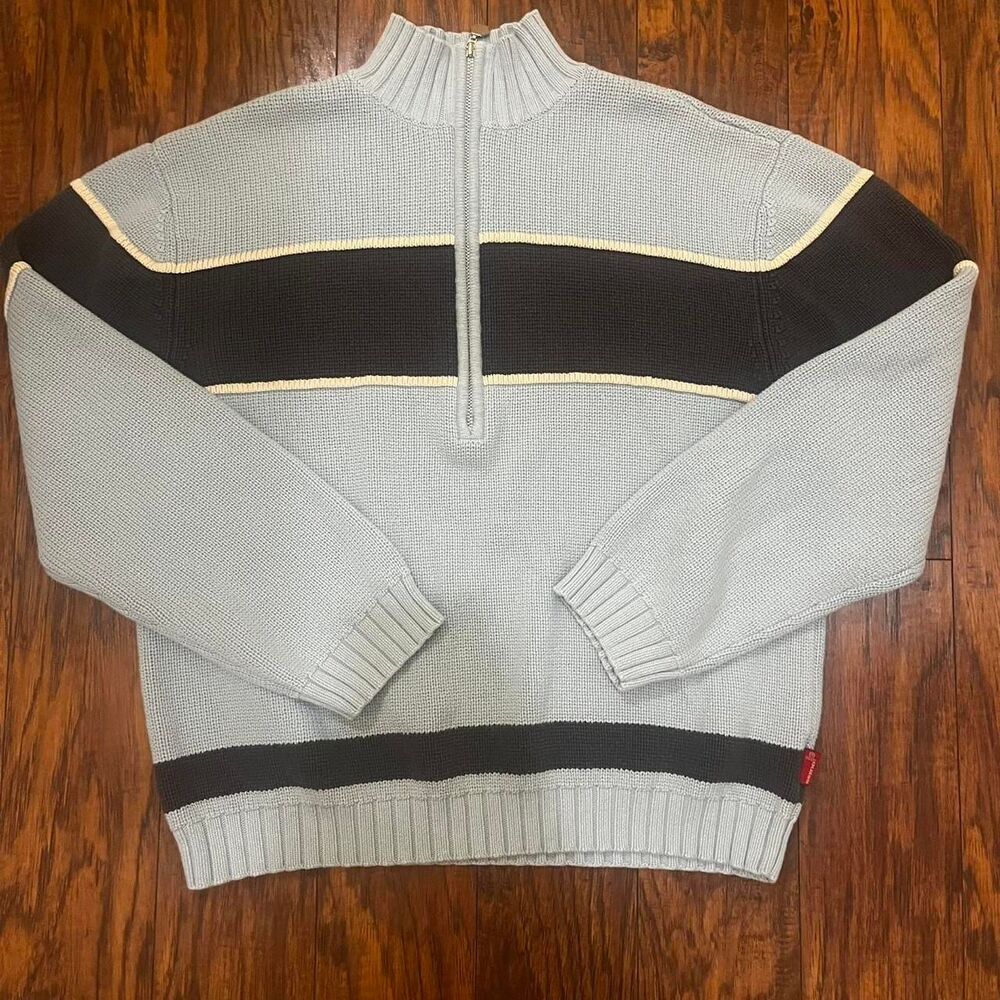 Guess Men's Blue and Grey Jumper